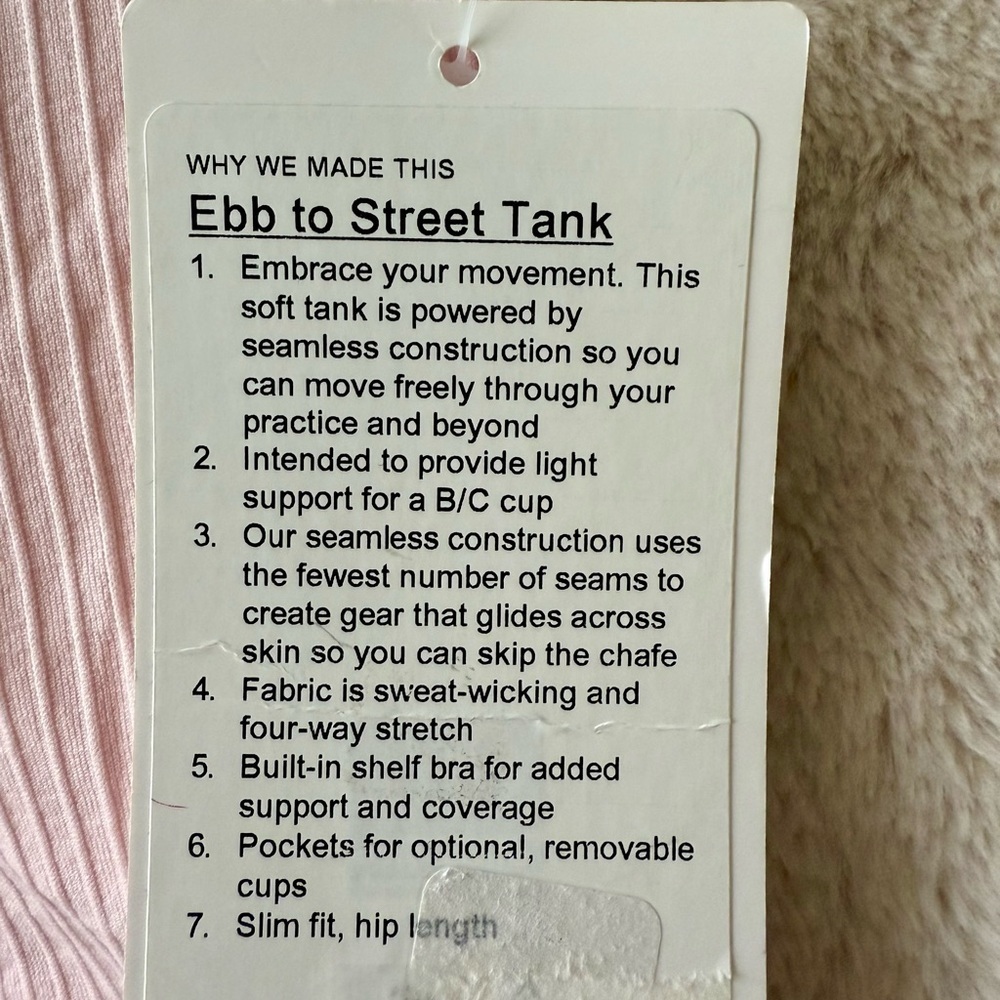 NWT Lululemon Ebb to Street Tank Top Flush Pink Size 8 - Picture 5 of 10